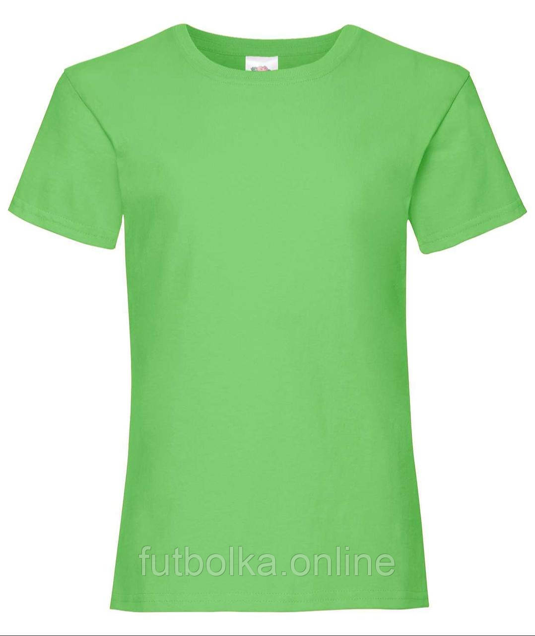 Лаймова дитяча футболка для дівчинки класична Valueweight girls Fruit of the loom