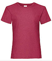 Красная Меланжевая детская футболка для девочки классическая Valueweight girls Fruit of the loom