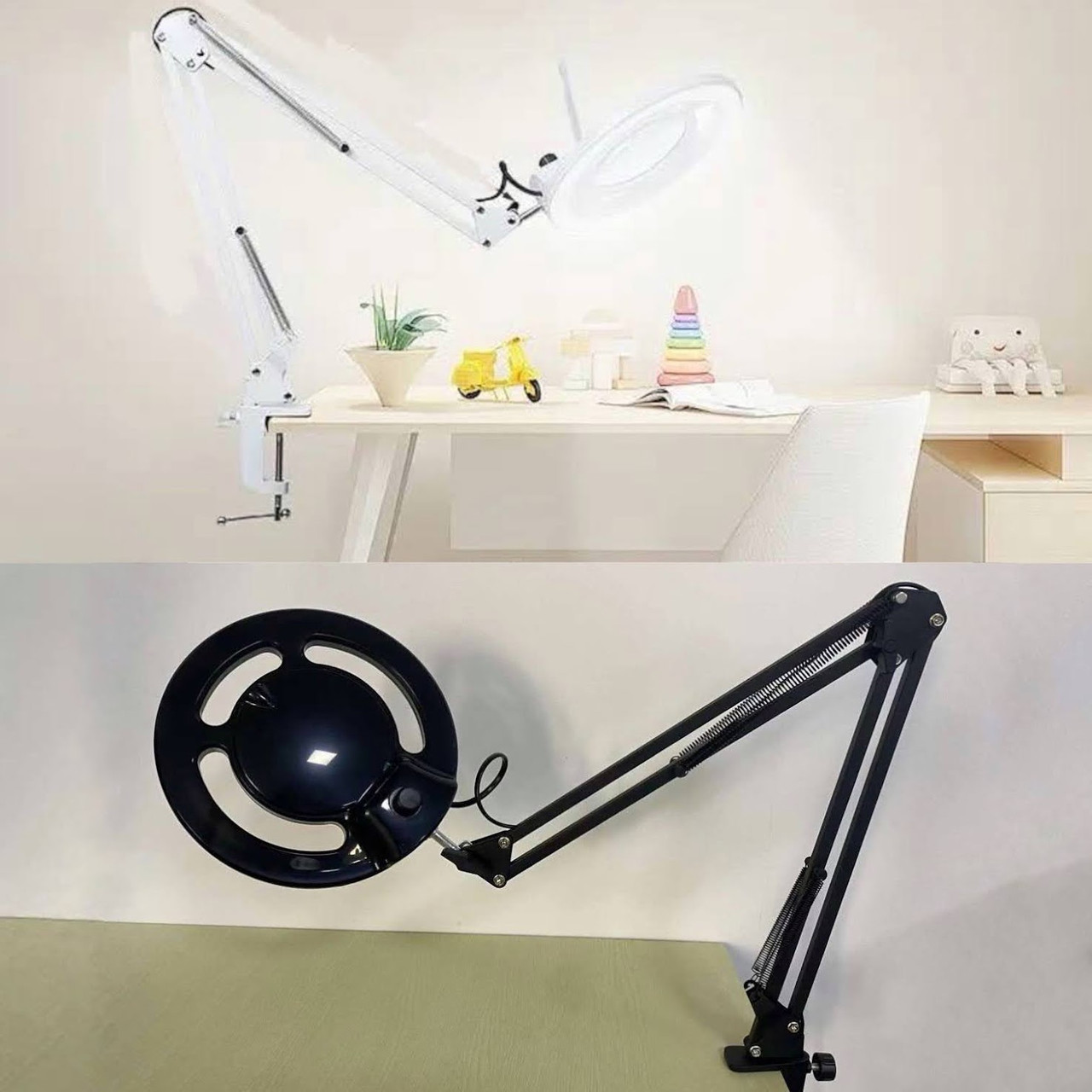 Настільна лампа-лупа з LED підсвічуванням L-037B (24 Вт.) з регулятором яскравості, на кріпленні - для освітлення, фото 1