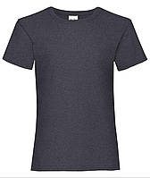 Темно-Серая Меланж детская футболка для девочки классическая Valueweight girls Fruit of the loom