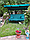Садова Гойдалка - Диван Зелена 3-місна до 250 кг з Підсклянниками та Навісом Fregat Relax Plus Садові Качелі з Тентом 2 Подушками, фото 4