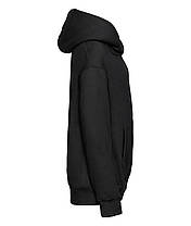 Чорна толстовка дитяча преміум якість Children’s Hooded Sweatshirt Fruit of the loom, фото 3