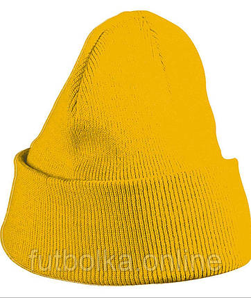 Золотисто-Жовта шапка дитяча з відворотом Kids' Knitted Hat Myrtle Beach, фото 1