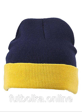 Темно-Синя шапка двоколірна модна Knitted Cap Myrtle Beach, фото 1