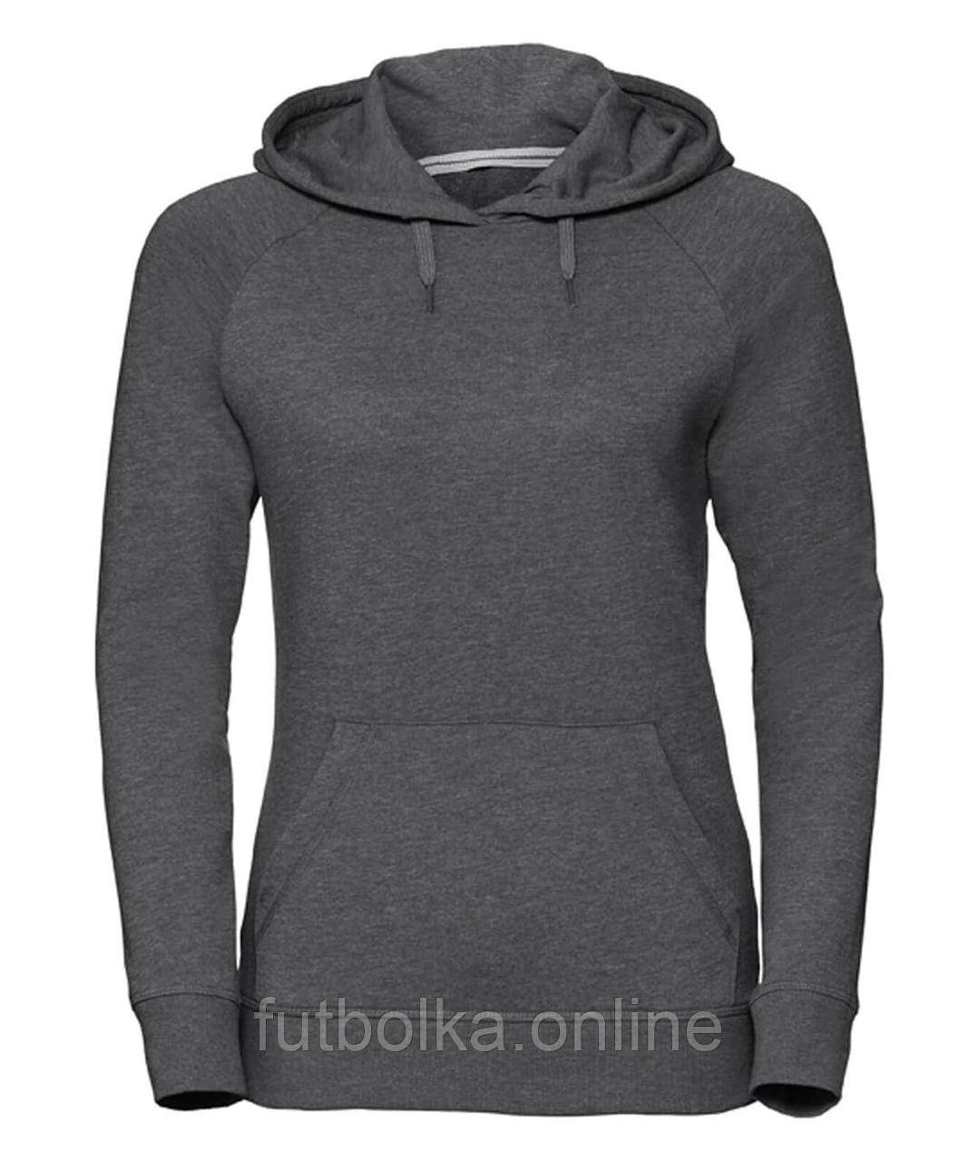 Сіра Марл жіноча толстовка тепла Ladies’ HD Hooded Sweat Russell