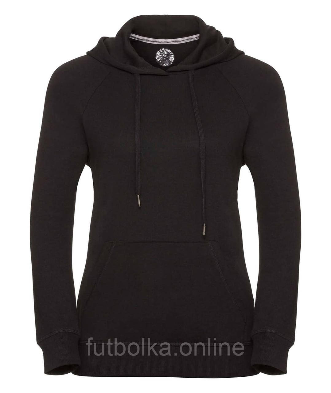 Чорна жіноча толстовка тепла Ladies’ HD Hooded Sweat Russell