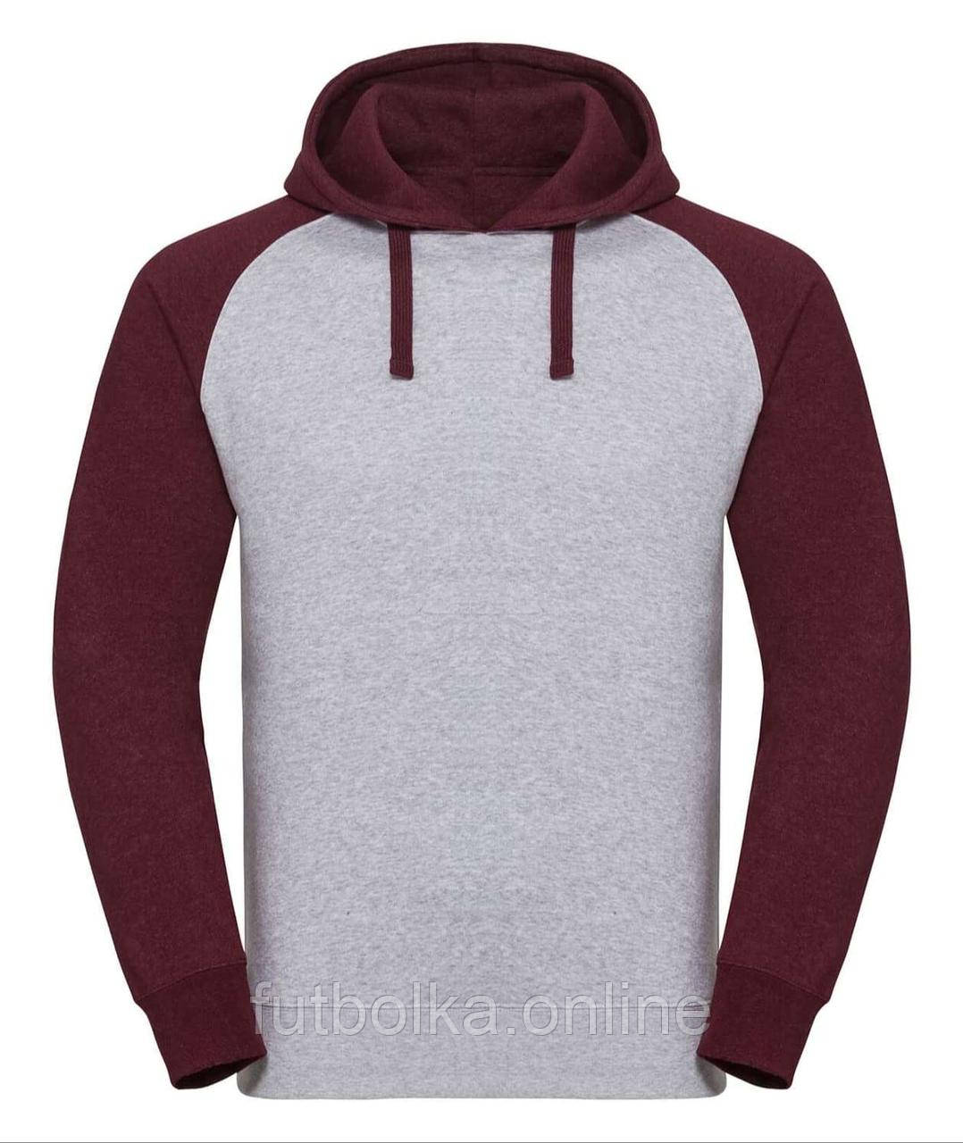 Світлий Оксфорд чоловічий худі кольоровий рукав Authentic Hooded Baseball Sweat Russell