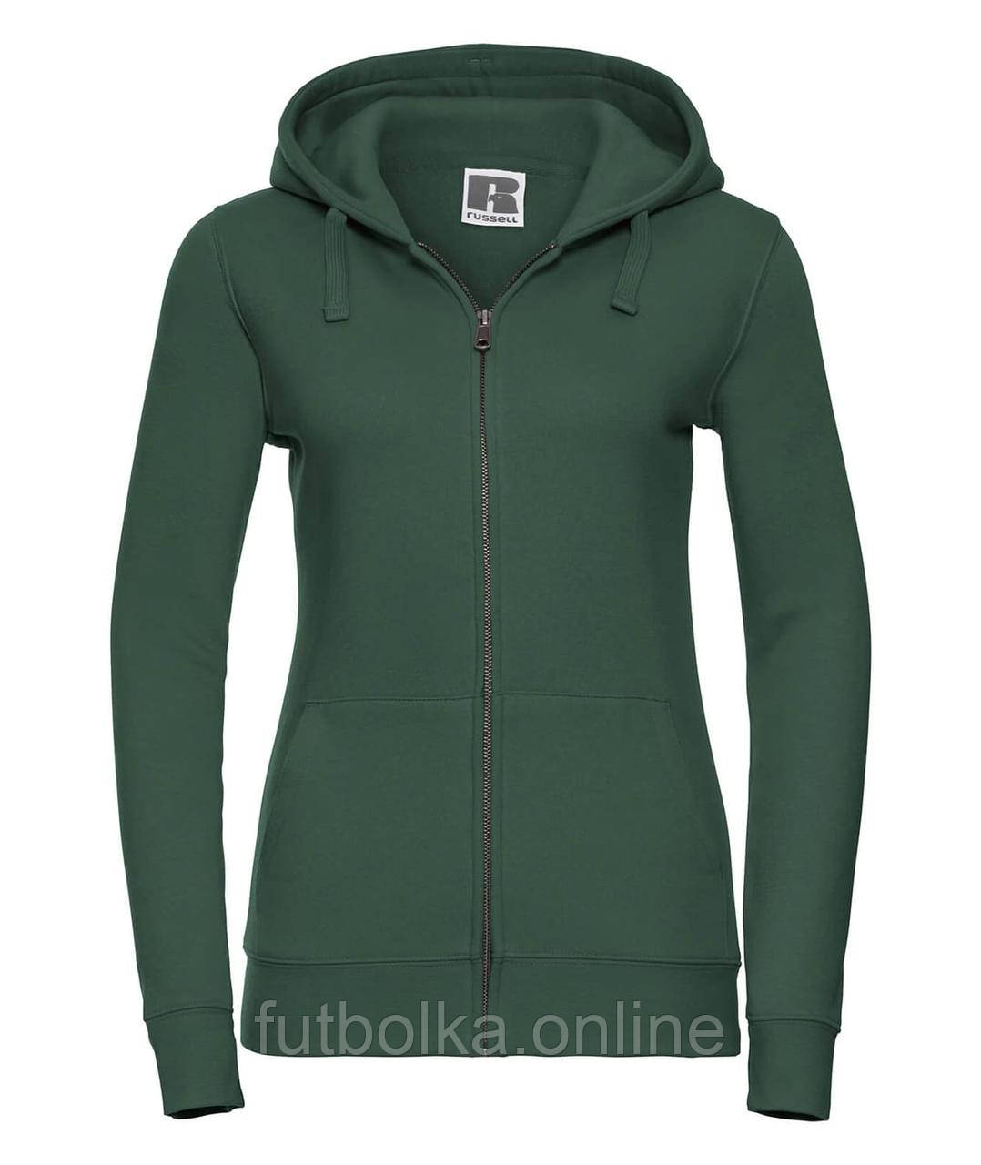 Темно-Зелена толстовка жіноча молодіжна Ladies’ Authentic Zipped Hood Jacket Russell