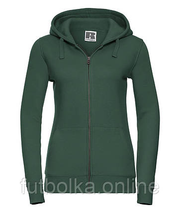 Темно-Зелена толстовка жіноча молодіжна Ladies’ Authentic Zipped Hood Jacket Russell, фото 1
