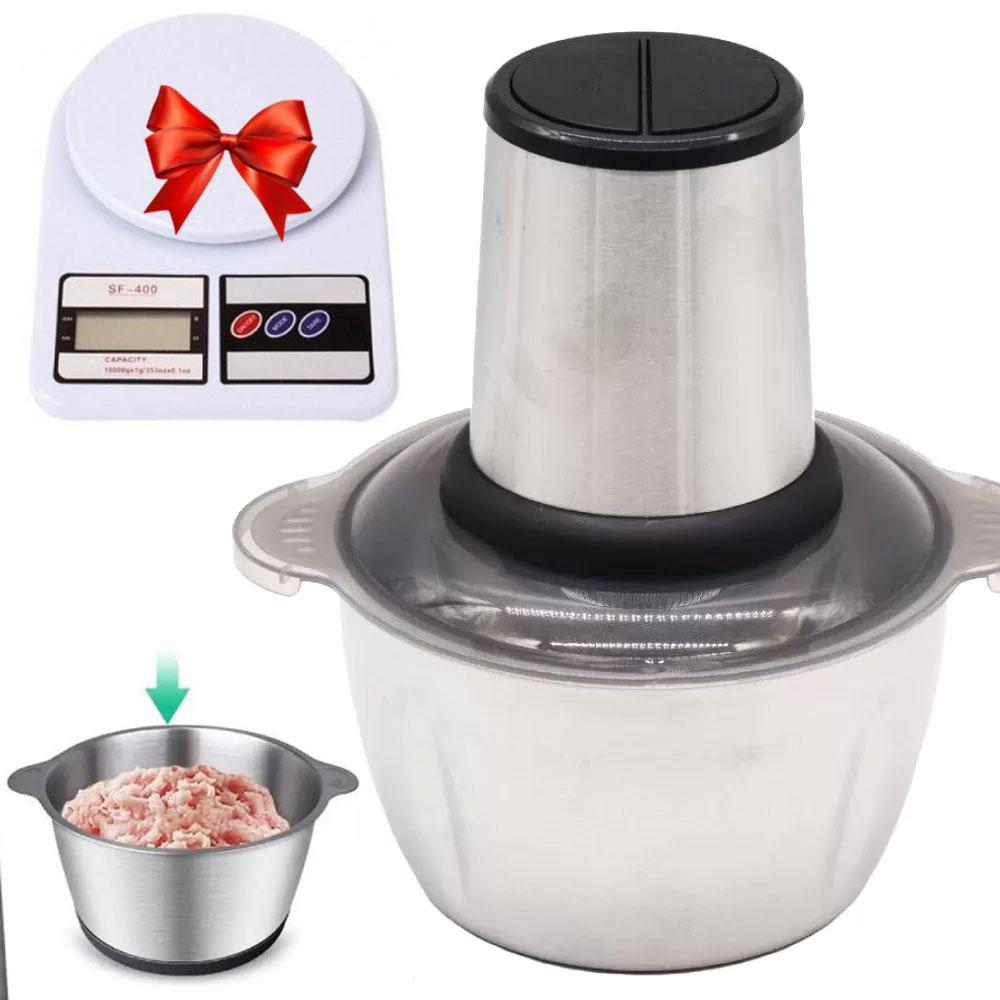 Блендер подрібнювач 2л Cooking machine + Подарунок Ваги SF-400 / Кухонний міні комбайн / Блендер з чашею