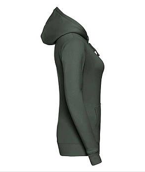 Темно-Зелена толстовка жіноча зимова Ladies’ Authentic Hooded Sweat Russell, фото 2