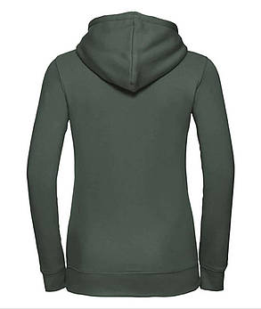Темно-Зелена толстовка жіноча зимова Ladies’ Authentic Hooded Sweat Russell, фото 3