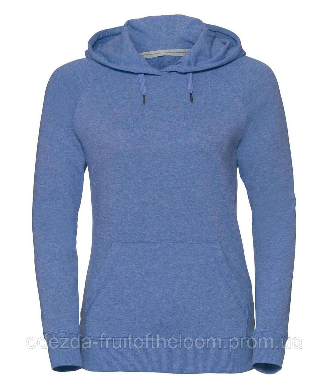 Блакитна Марл жіноча толстовка тепла Ladies’ HD Hooded Sweat Russell