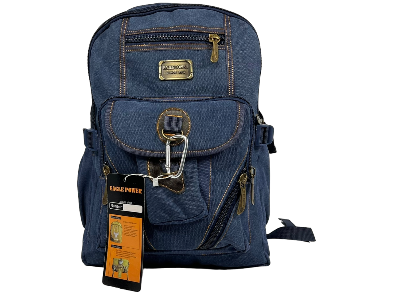 Міський рюкзак, брезентовий, колір синій, 25 л, 6 відділень з боковими кишенями