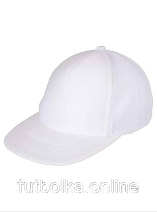Біла кепка з сіткою 5 Panel Soft Mesh Flat Peak Cap Myrtle Beach, фото 1