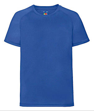 Яскраво-Синя дитяча футболка спортивна Performance kids Fruit of the loom, фото 1