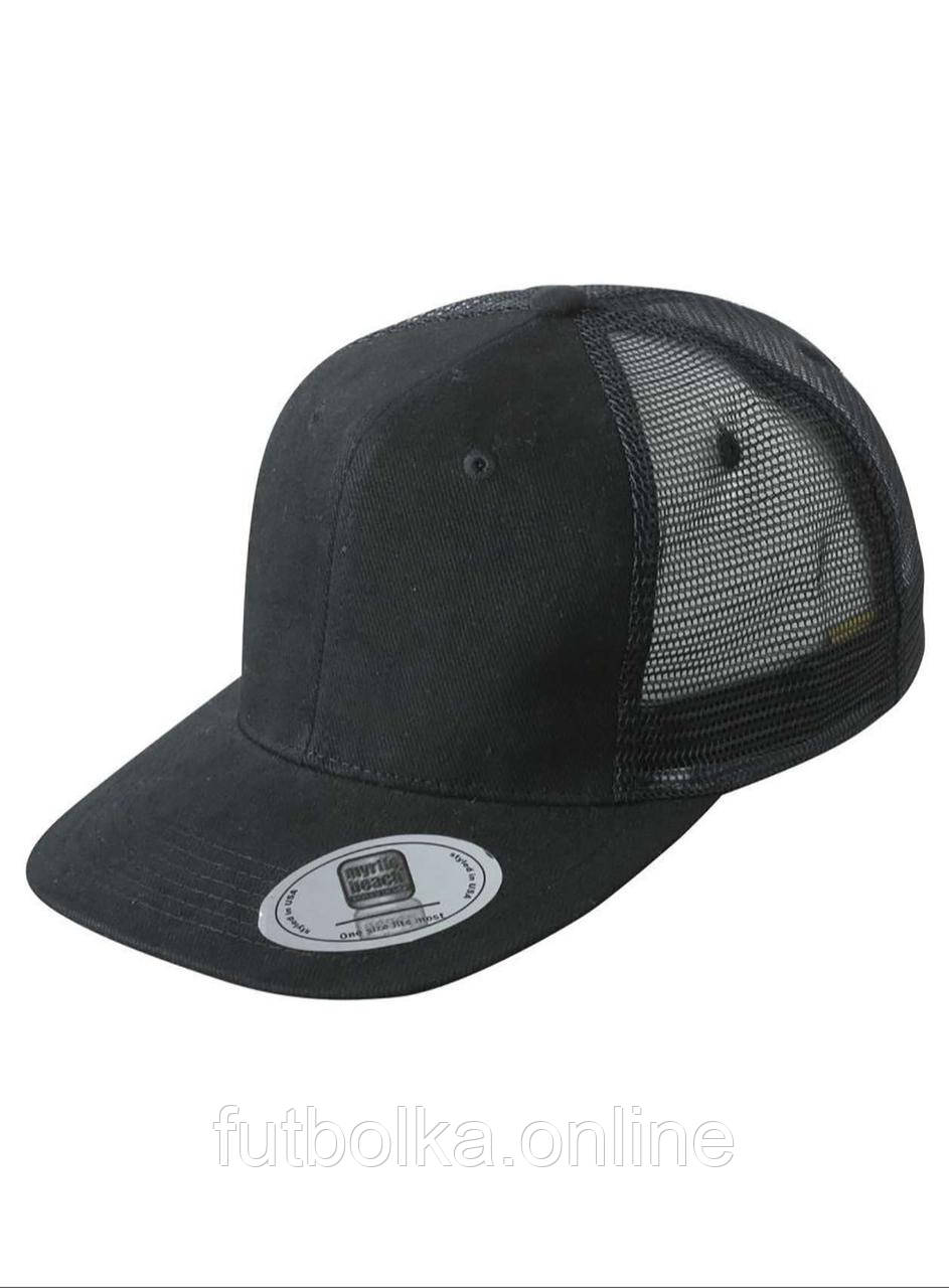 Чорна кепка літня 6 Panel Flat Peak Cap Myrtle Beach