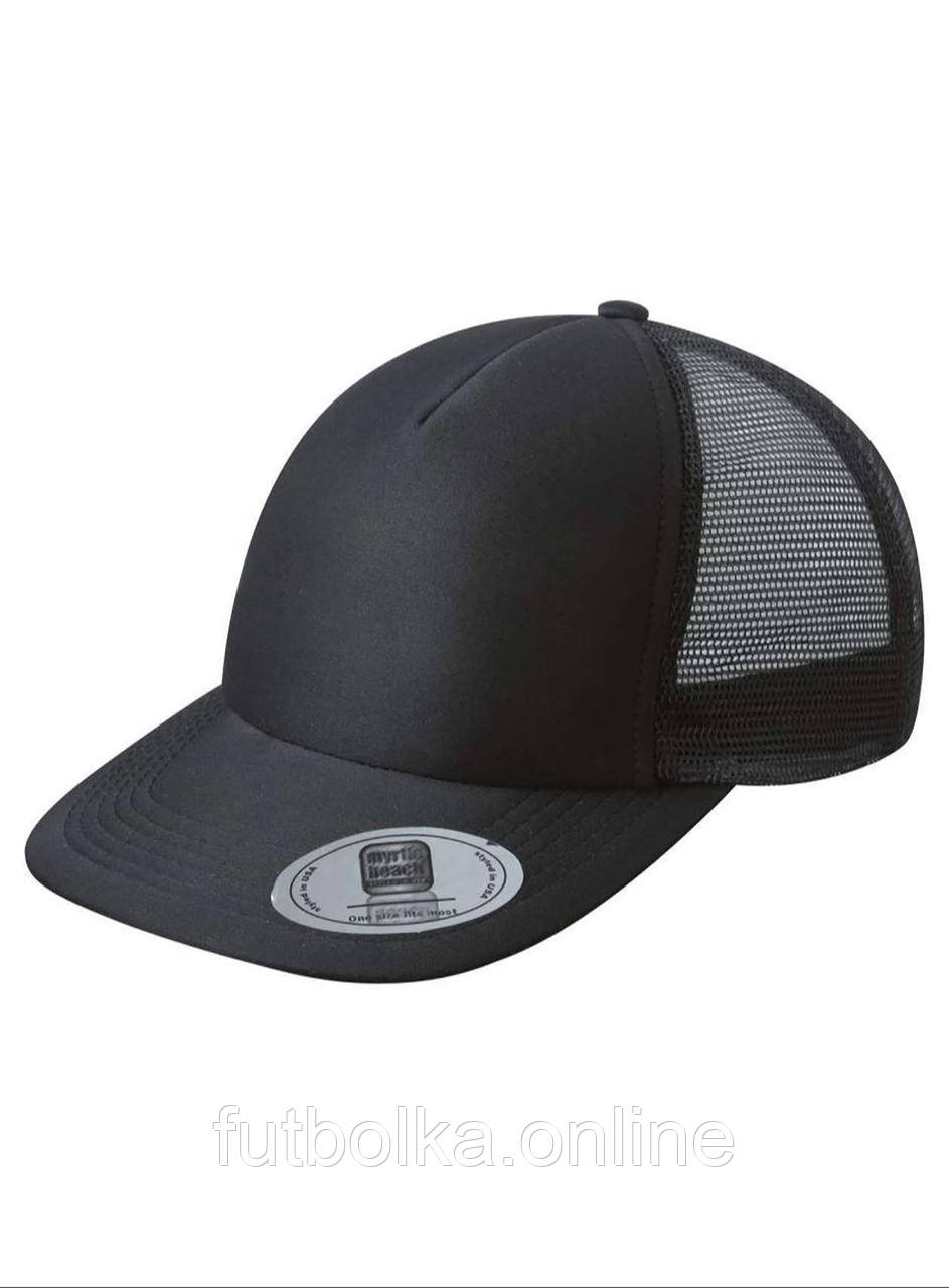 Чорна кепка з прямим козирком 5 Panel Flat Peak Cap Myrtle Beach