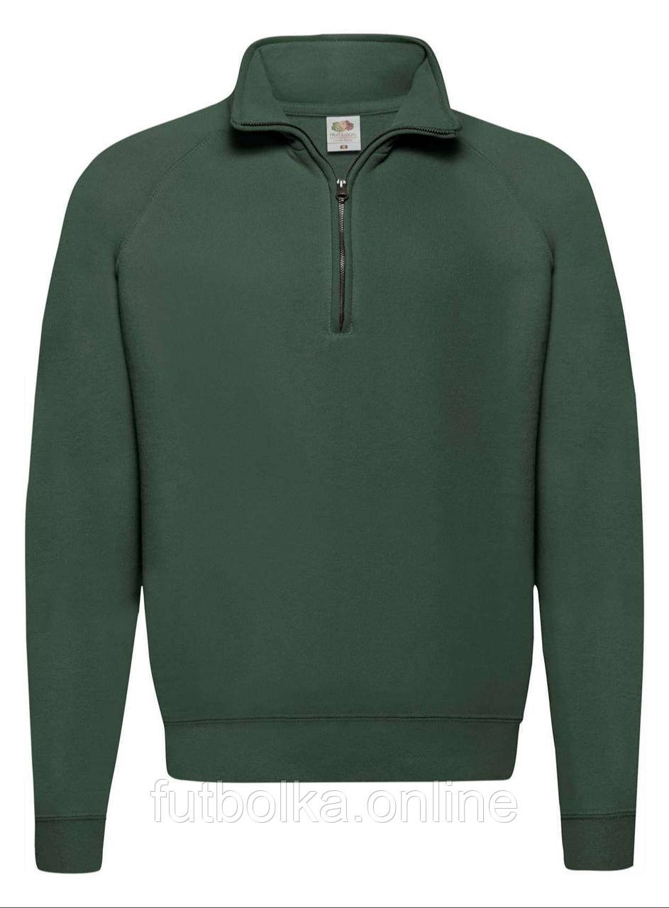 Темно-Зелений чоловічий светр на замку Classic zip neck sweat Fruit of the loom