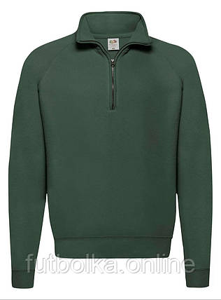 Темно-Зелений чоловічий светр на замку Classic zip neck sweat Fruit of the loom, фото 1