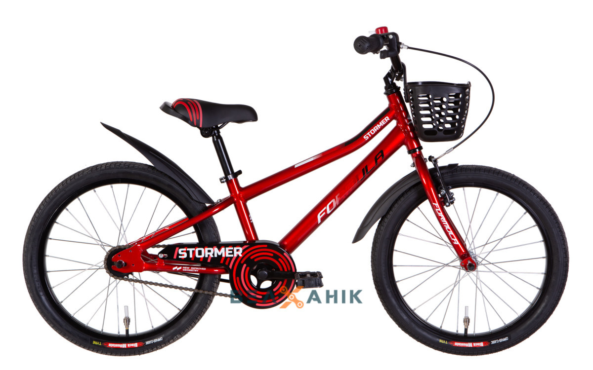 Велосипед 20" Formula STORMER BH (рама 10") AL з корзиною червоно-чорний з білим