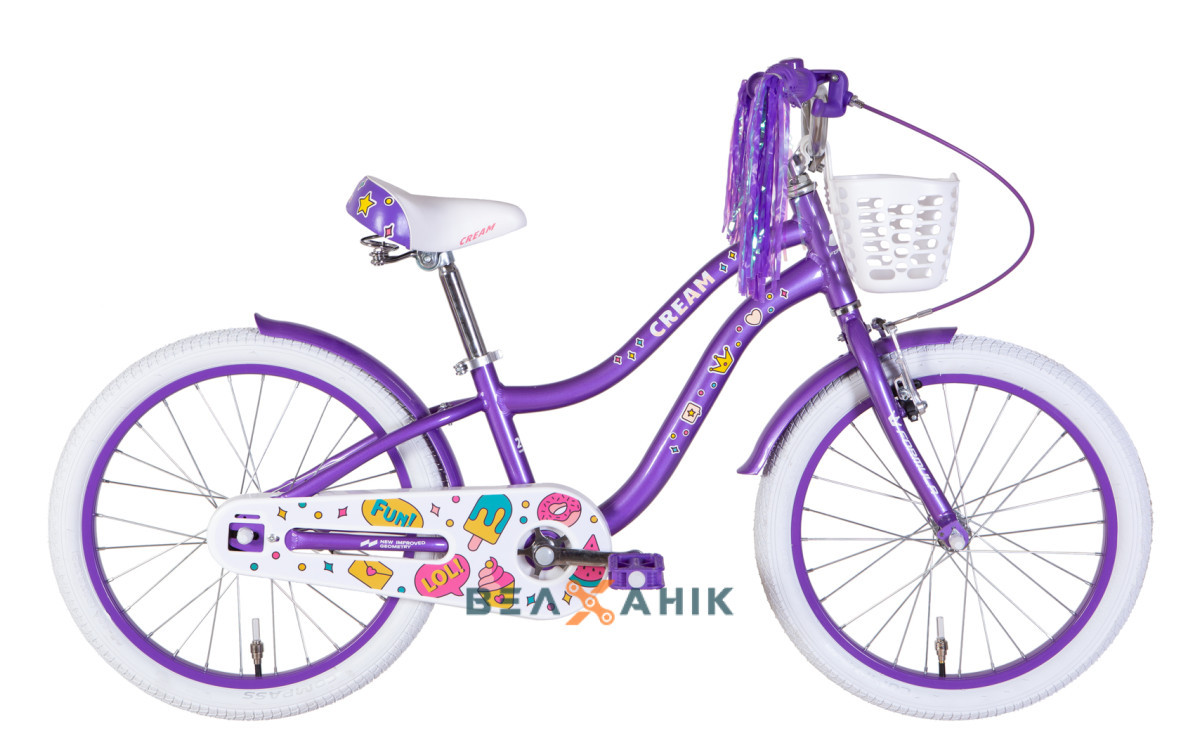 Велосипед 20" Formula CREAM (рама 10") AL з корзиною фіолетовий