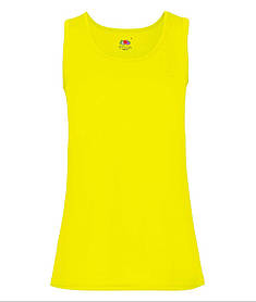 Яскраво-жовта майка жіноча спортивна Performance vest lady-fit Fruit of the loom