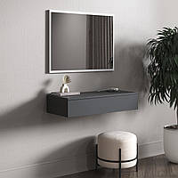 Туалетний столик навісний 80х30 см, підвісний візажний стіл у спальню, підвісна тумба з шухлядою 800 Антрацит