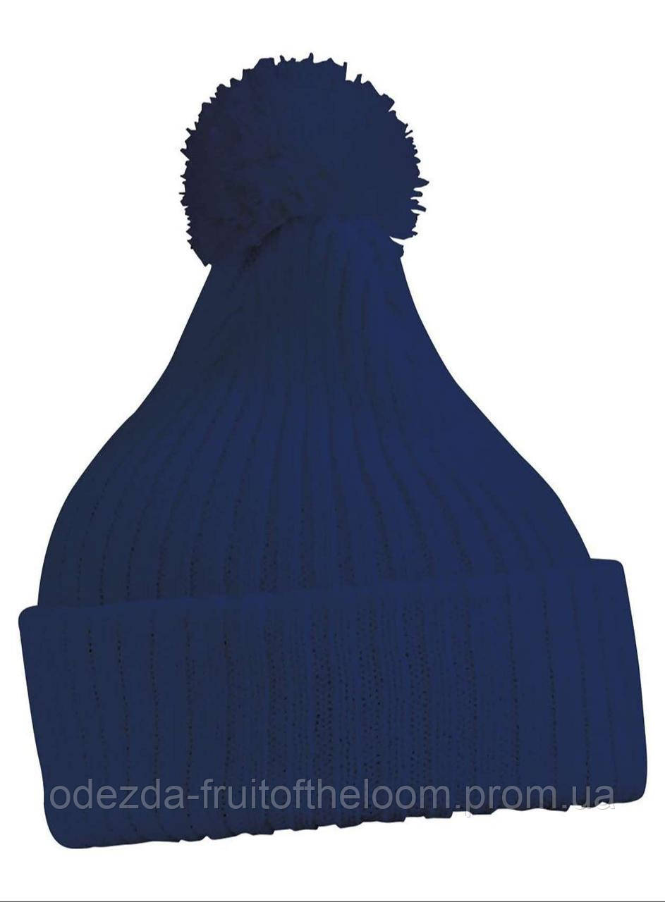 Темно-Синя шапка з помпоном Knitted Cap with Pompon Myrtle Beach
