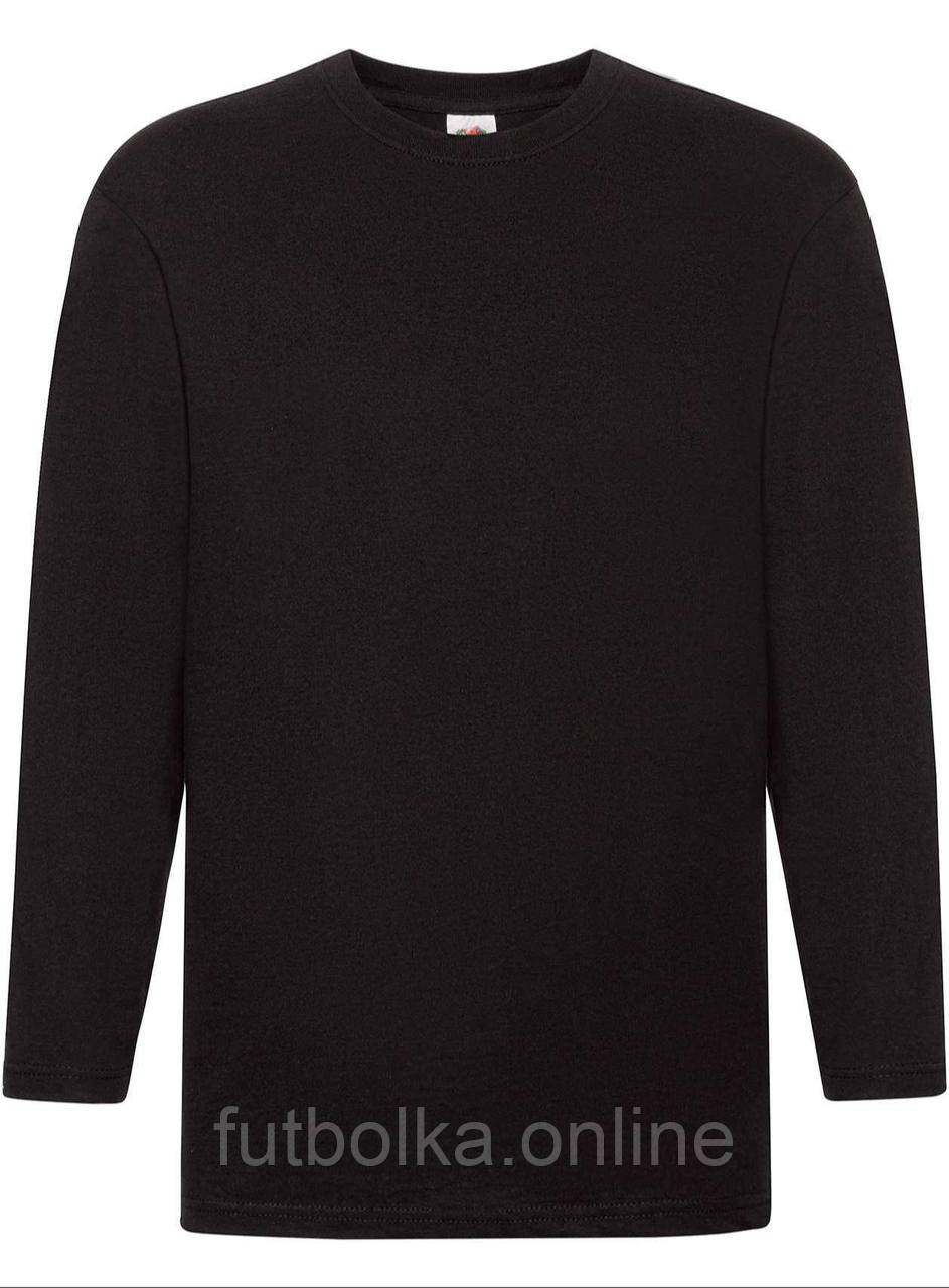 Чорна чоловіча футболка з довгим рукавом преміум Super premium l/s Fruit of the loom