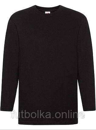 Чорна чоловіча футболка з довгим рукавом преміум Super premium l/s Fruit of the loom, фото 1