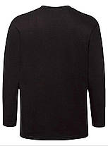 Чорна чоловіча футболка з довгим рукавом преміум Super premium l/s Fruit of the loom, фото 4