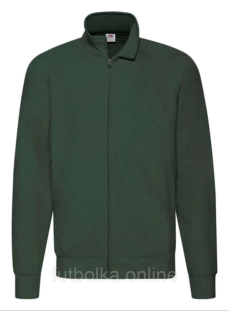 Темно-Зелена кофта чоловіча на блискавці Lightweight sweat jacket Fruit of the loom