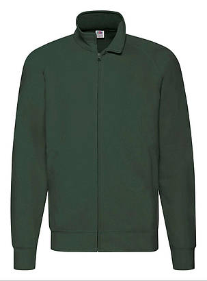 Темно-Зелена кофта чоловіча на блискавці Lightweight sweat jacket Fruit of the loom, фото 1