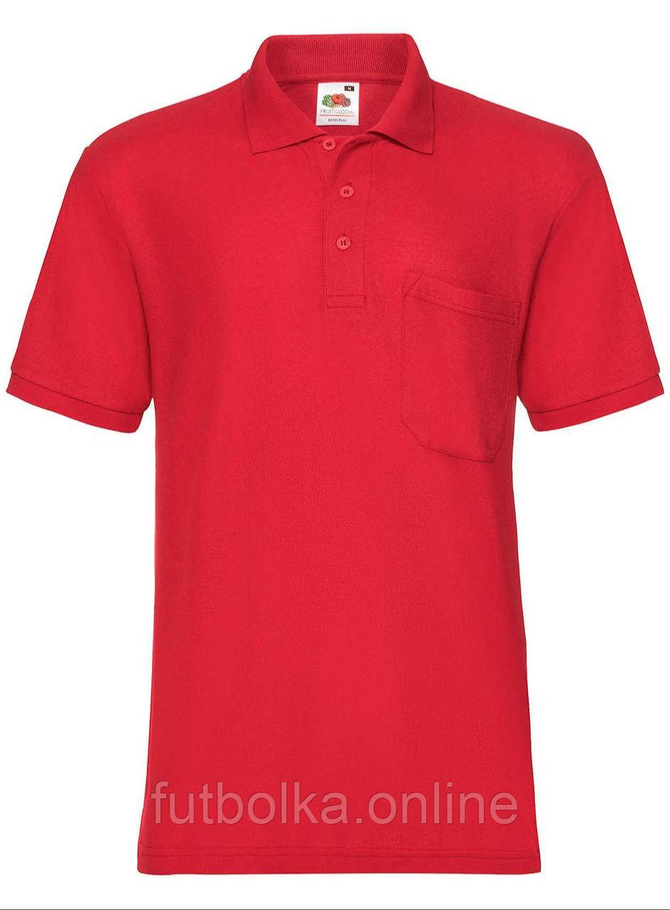 Червоне поло чоловіче з кишенею 65/35 Pocket polo Fruit of the loom