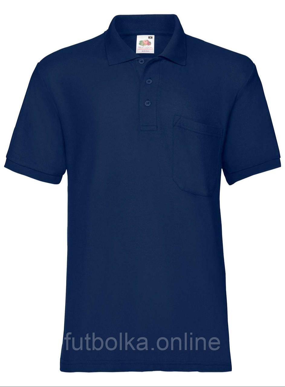 Темно-Синє поло чоловіче з кишенею 65/35 Pocket polo Fruit of the loom