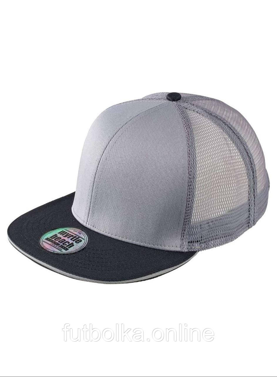 Світло-Сіра кепка снепбек з сіткою Pro Cap Mesh 6 Panel Myrtle Beach