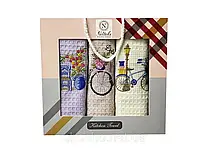 Набір вафельних кухонних рушників 3 шт. 40*60 см Велосипед