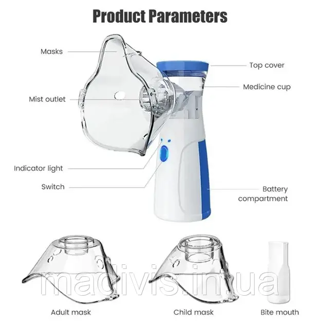 Ручний ультразвуковий інгалятор для дорослих і дітей Mesh Nebulizer UKC JSL-W302, фото 1