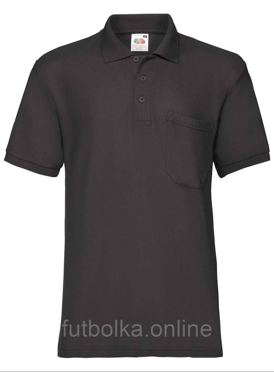 Чорне поло чоловіче з кишенею 65/35 Pocket polo Fruit of the loom