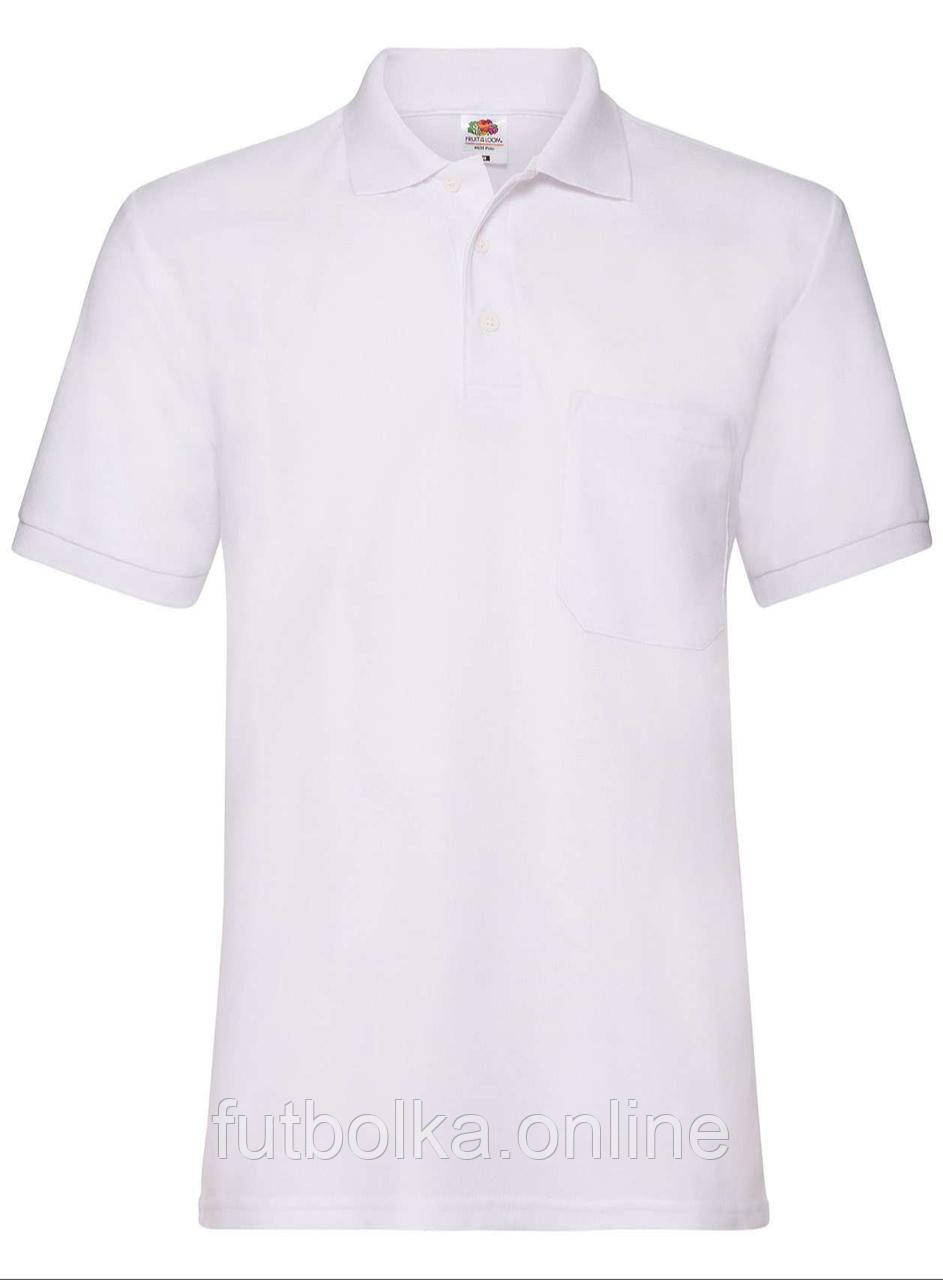 Біле поло чоловіче з кишенею 65/35 Pocket polo Fruit of the loom