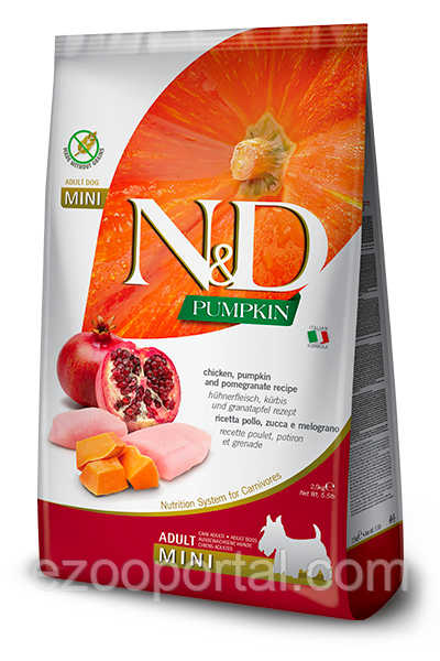 Сухий корм для собак Farmina N&D Grain Free PUMPKIN ADULT MINI 2,5кг з куркою та гранатом