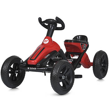 Дитячий карт з важелем неодруженого ходу Bambi 1504-2-3 Червоний Педальна машинка веломобіль