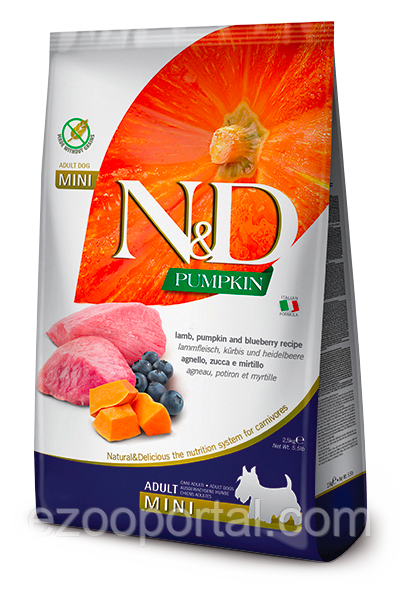 Сухий корм для собак Farmina N&D Grain Free PUMPKIN ADULT MINI 2,5кг з ягням та чорницею