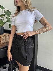 Міні спідниця жіноча плащівка молодіжна на літо julie чорна