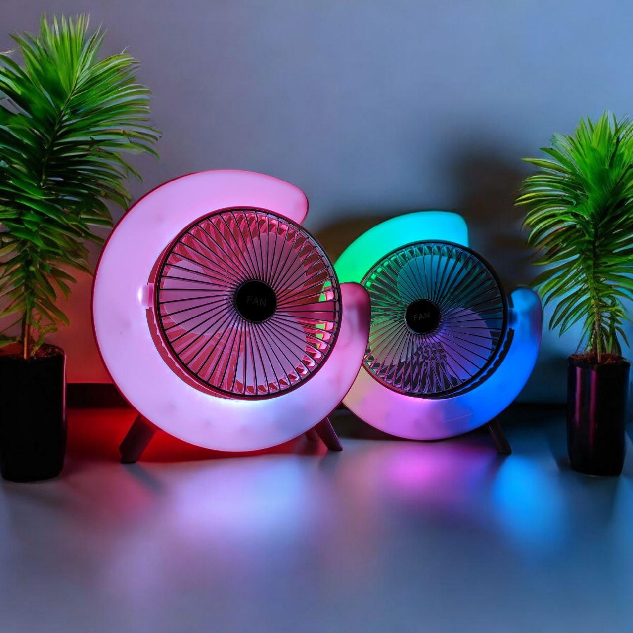 Вентилятор акумуляторний настільний з підсвіткою RGB, акумуляторні вентилятори, usb вентилятор для дому