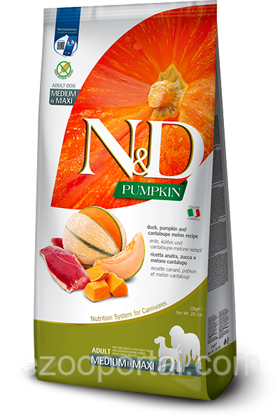 Сухий корм для собак Farmina N&D Grain Free PUMPKIN ADULT MEDIUM & MAXI 12кг з качкою та динею