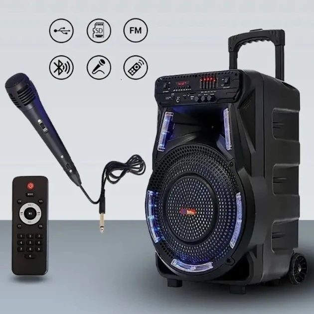 Колонка аккумуляторная портативная с микрофоном ZXX-7373 400Вт 53х35х28см