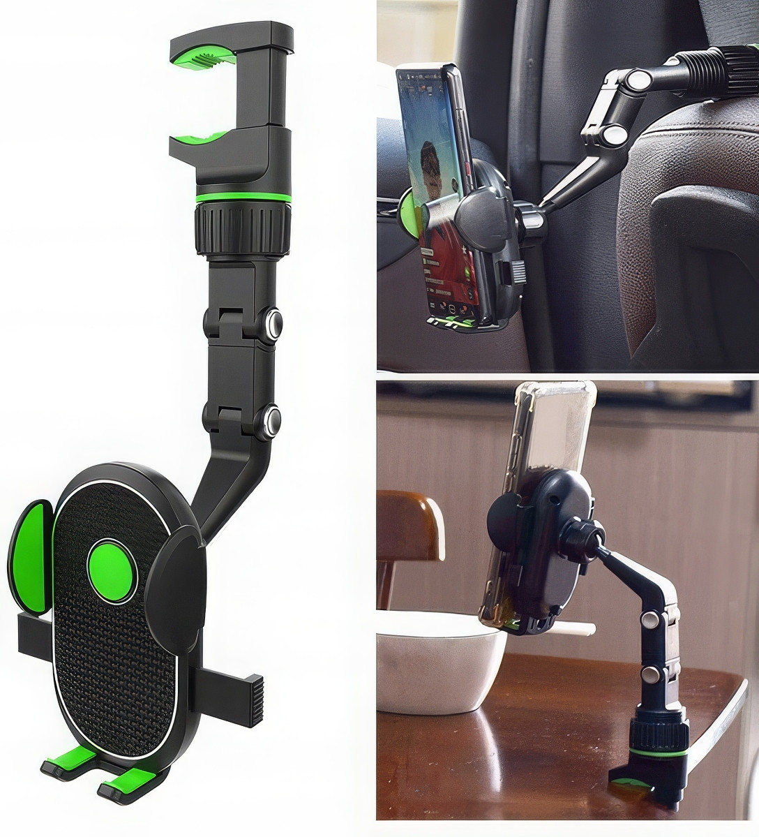 Кріплення телефона в машину на дзеркало Cellphone Holder Чорно-зелений тримач для телефона в машину (ST)