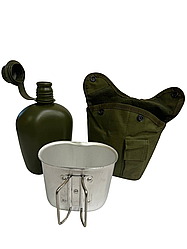 Фляга Solve NATO тактична з утепленим чохлом та алюмінієвою чашкою 1 літр Оліва KT6104001